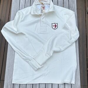 Relwen White Long-Sleeve Rugby Shirt with Crest